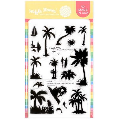 Waffle Flower Stempel - Postage Collage Tropical Sunset